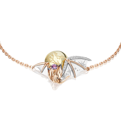 Браслет «Ночная магия» из комбинированного золота с аметистом и натуральными топазами white