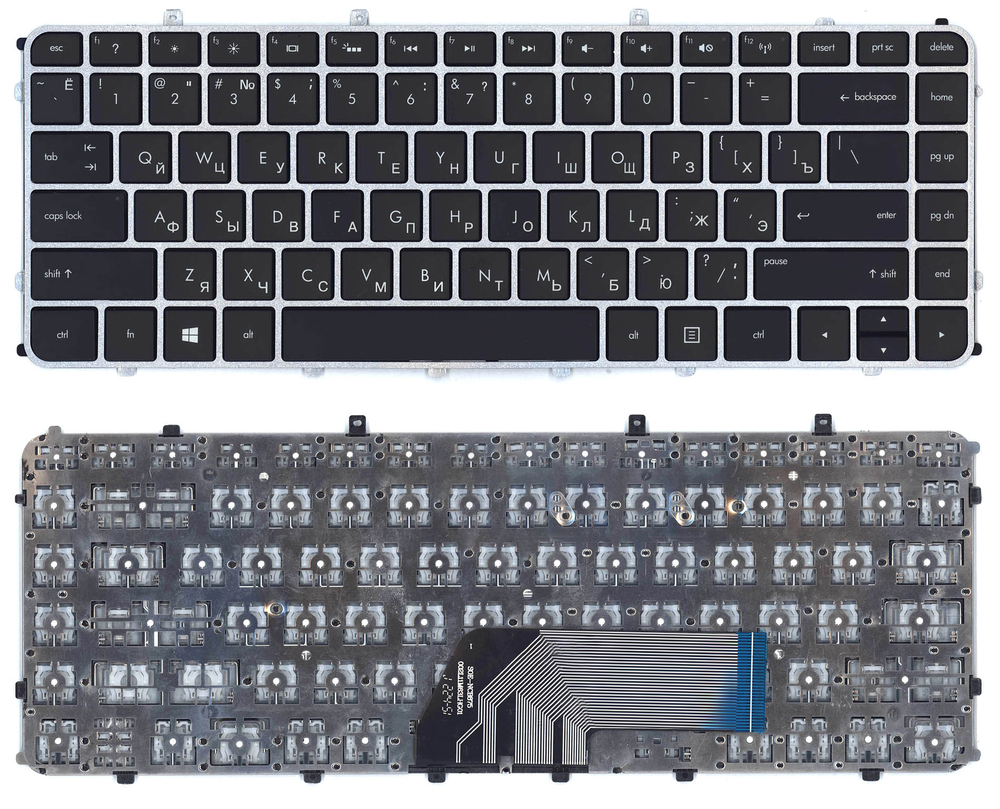 Клавиатура для ноутбука HP Envy 4-1000 Envy 6-1000 черная с серебристой рамкой