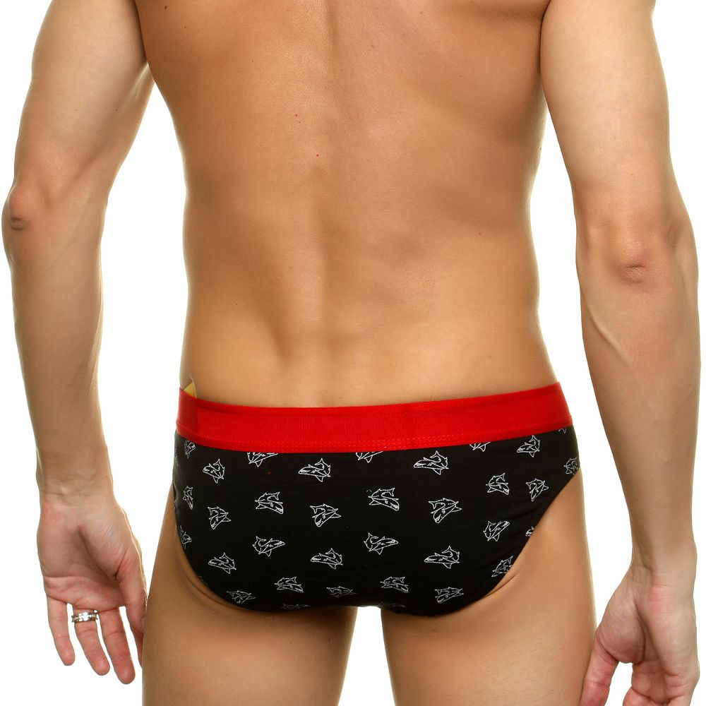 Трусы мужские слипы черные с красной резинкой DARKZONE DZN6338