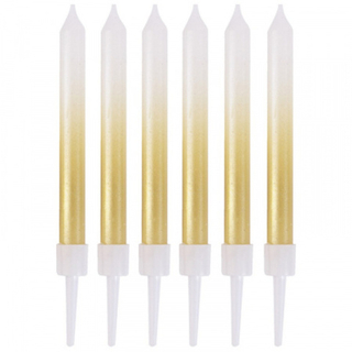 Веселая затея Свечи для торта 8см Градиент бел/золотой  перламутр /6 шт