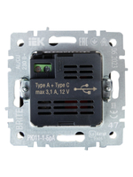 BRITE Розетка USB A+C 18Вт РЮ11-1-БрА алюминий IEK