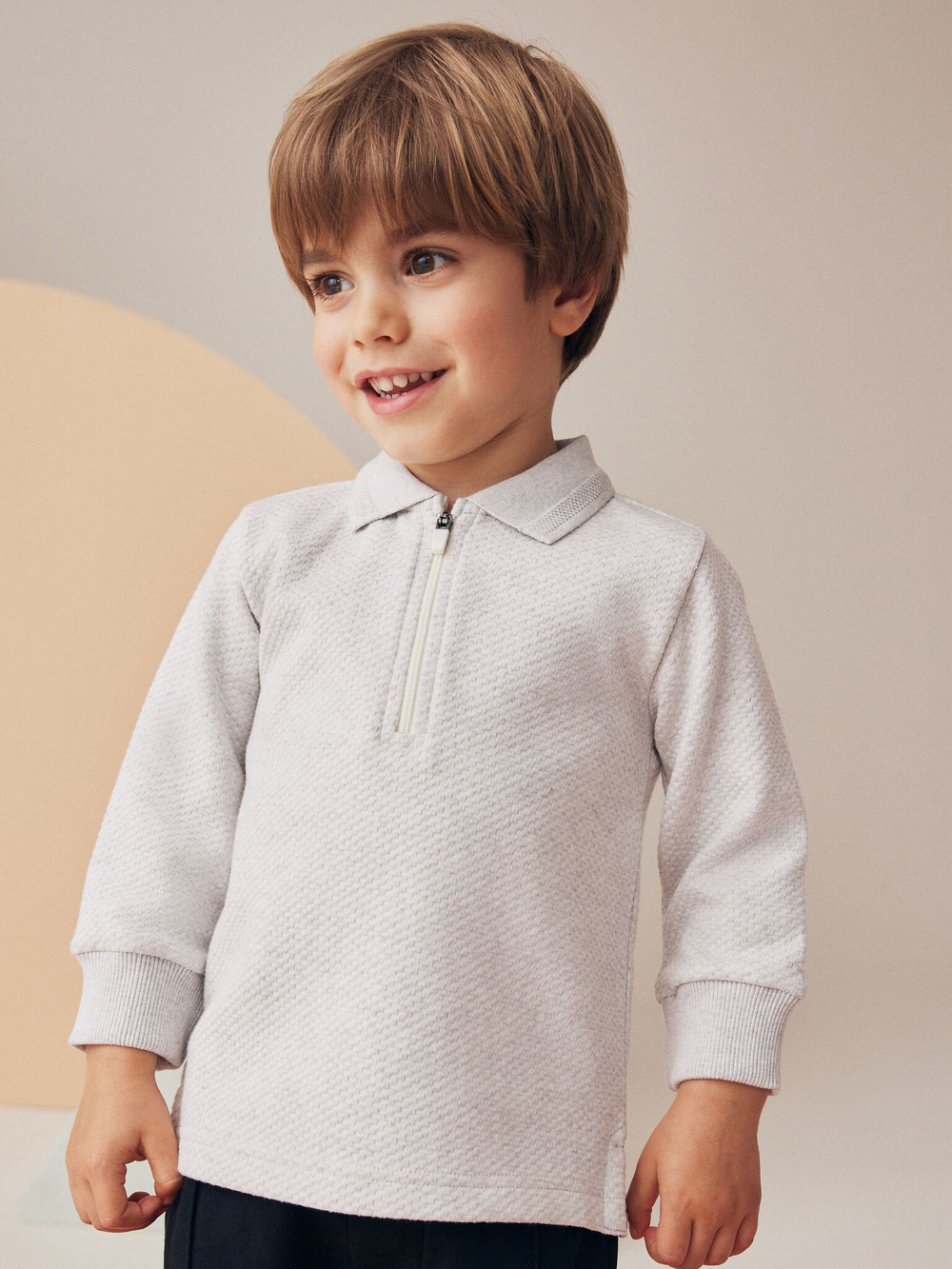 Поло с длинным рукавом и спортивные брюки в комплекте для мальчика Next 948-973, Светло-серый, Черный