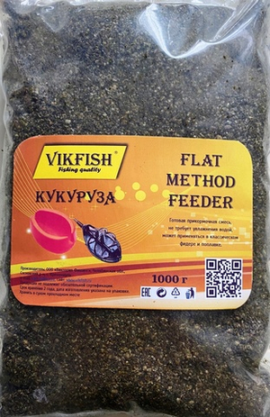 Прикормка VIKFISH  FLAT METHOD FEEDER          Кукуруза 1000г