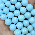 Турквенит Голубой натуральный, бусины шарик 6/8/10/12 мм, на нитке 38 см