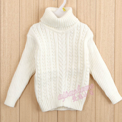 Свитер детский однотонный с горлом и рисунком "косы"