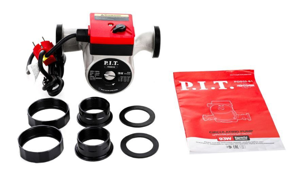 Насос циркуляц. POG32-S1 (93Вт, напор 6м, производ-ть 63л/мин, d отверстия 32мм) P.I.T