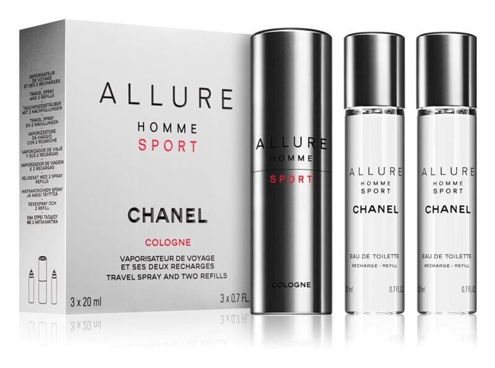 Мужской одеколон CHANEL Allure Homme Sport Cologne EDC 20 мл (бутылка для дозаправки) + заправка 2 x 20 мл