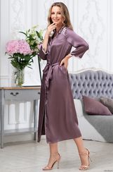 Шелковый длинный халат на пуговицах MIA-Amore BRIGITTE БРИДЖИТ 3689 слива