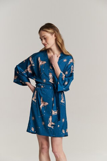 Шелковый халат мини - греческий завтрак