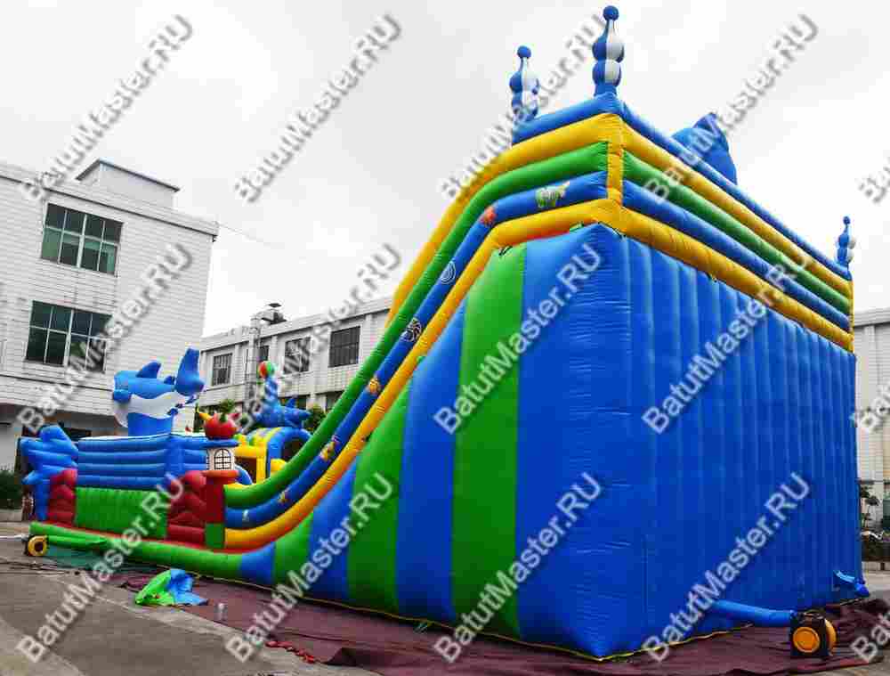 Коммерческий надувной батут "Осьминоги и акулы" 17*10*8 м B-14657