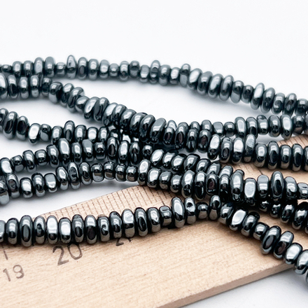 Гематит Фриформ бусины (имитация), цвет черный, размер около 2*5 мм, цена за отрезок 19 см (1/2 нити)