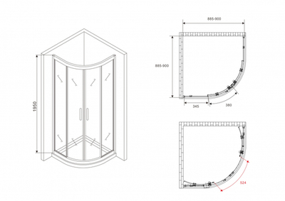 Душевой уголок ABBER Schwarzer Diamant AG01090