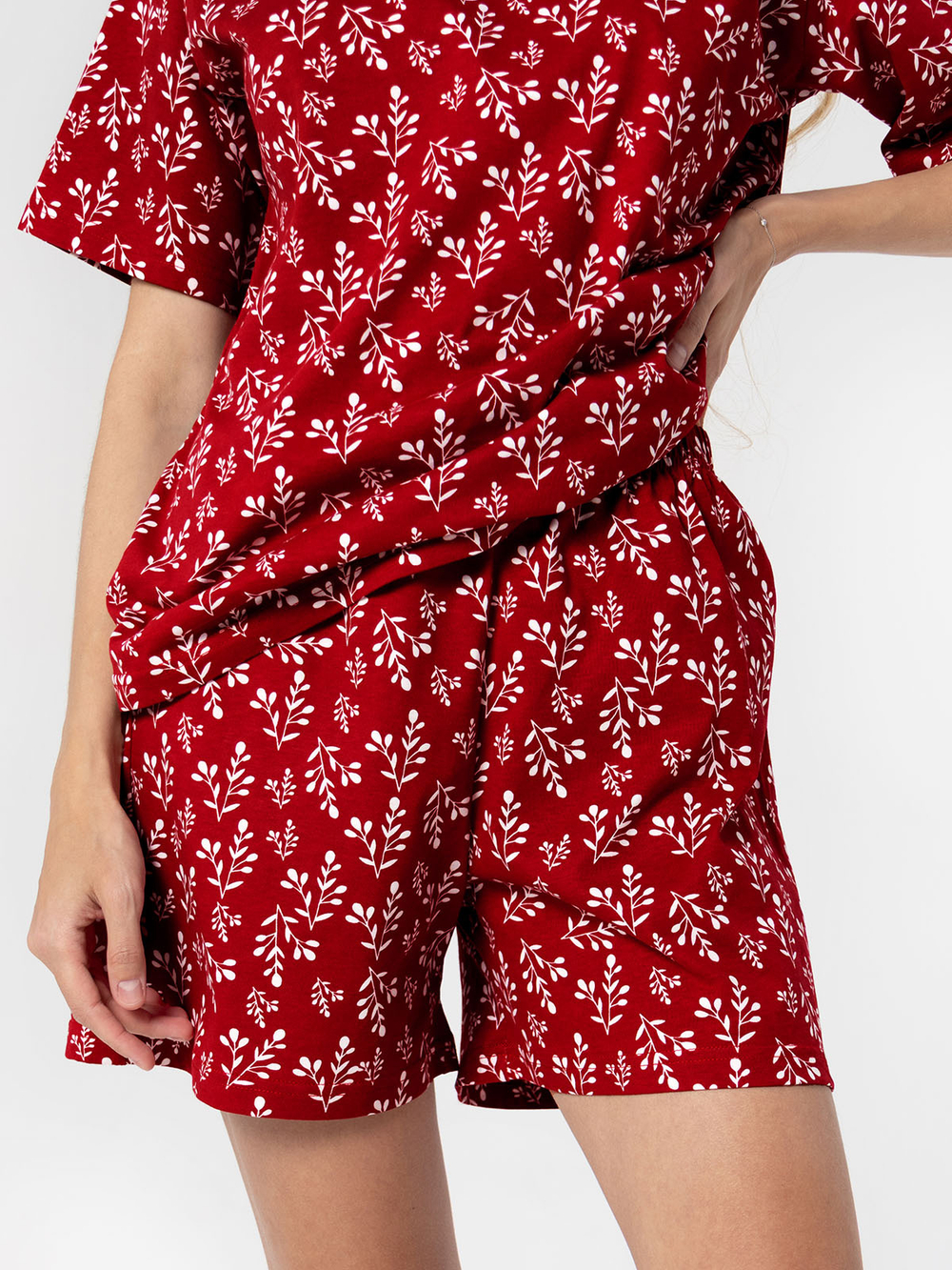 Пижама женская Mjölk Снежные веточки, с коротким рукавом