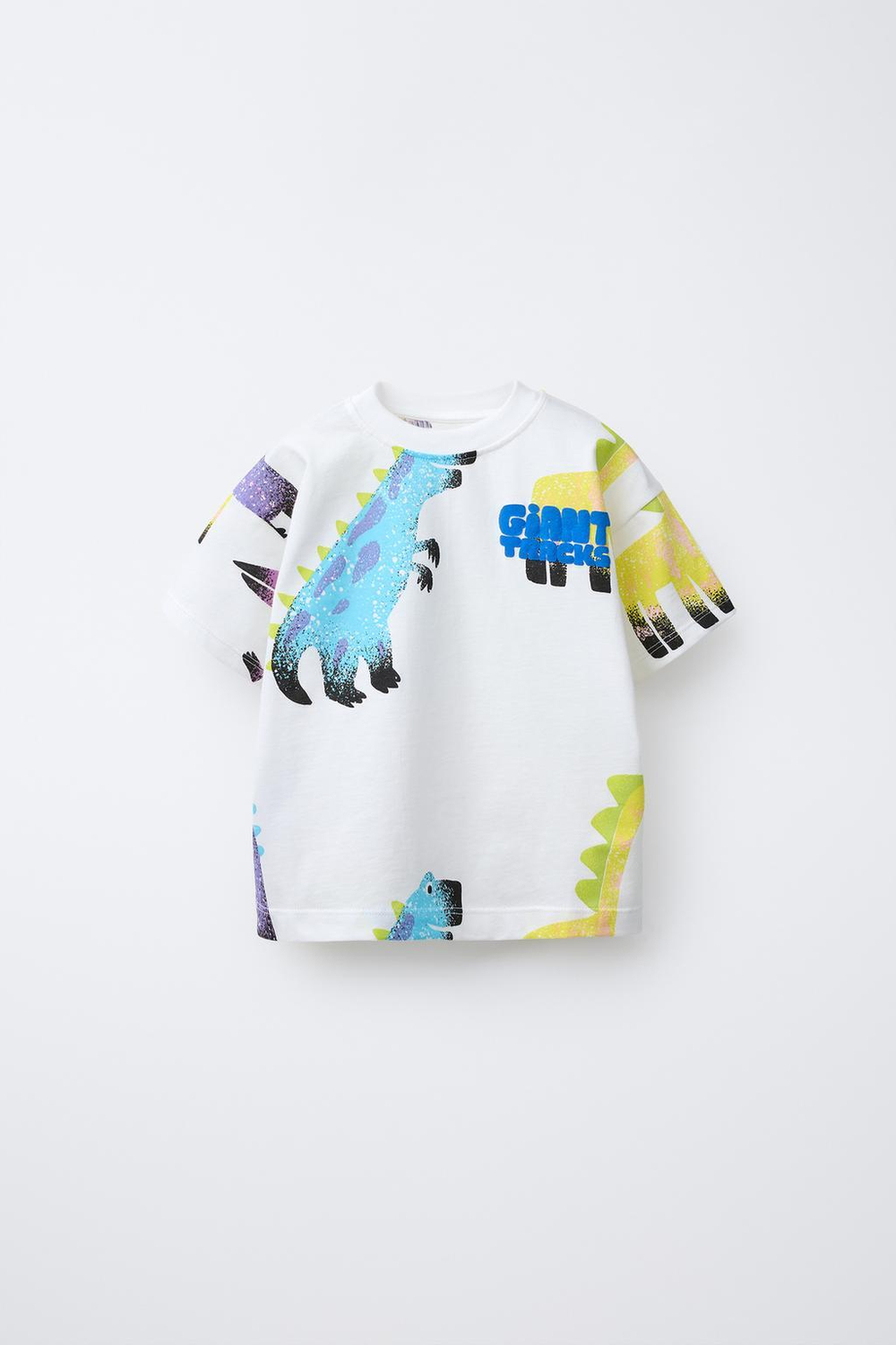 ZARA ФУТБОЛКА С ПРИНТОМ «ДИНОЗАВРЫ», БЕЛЫЙ