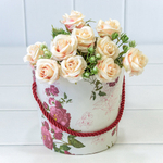 Коробка Ваза для цветов 15х13 см "Цветы" с ручкой (Белый)