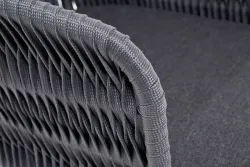 "Бордо" стул барный плетеный из роупа (колос), каркас из стали серый (RAL7022) муар, роуп серый 15мм, ткань темно-серая 027