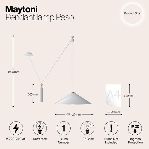 Подвесной светильник Maytoni Technical Peso P080PL-01W