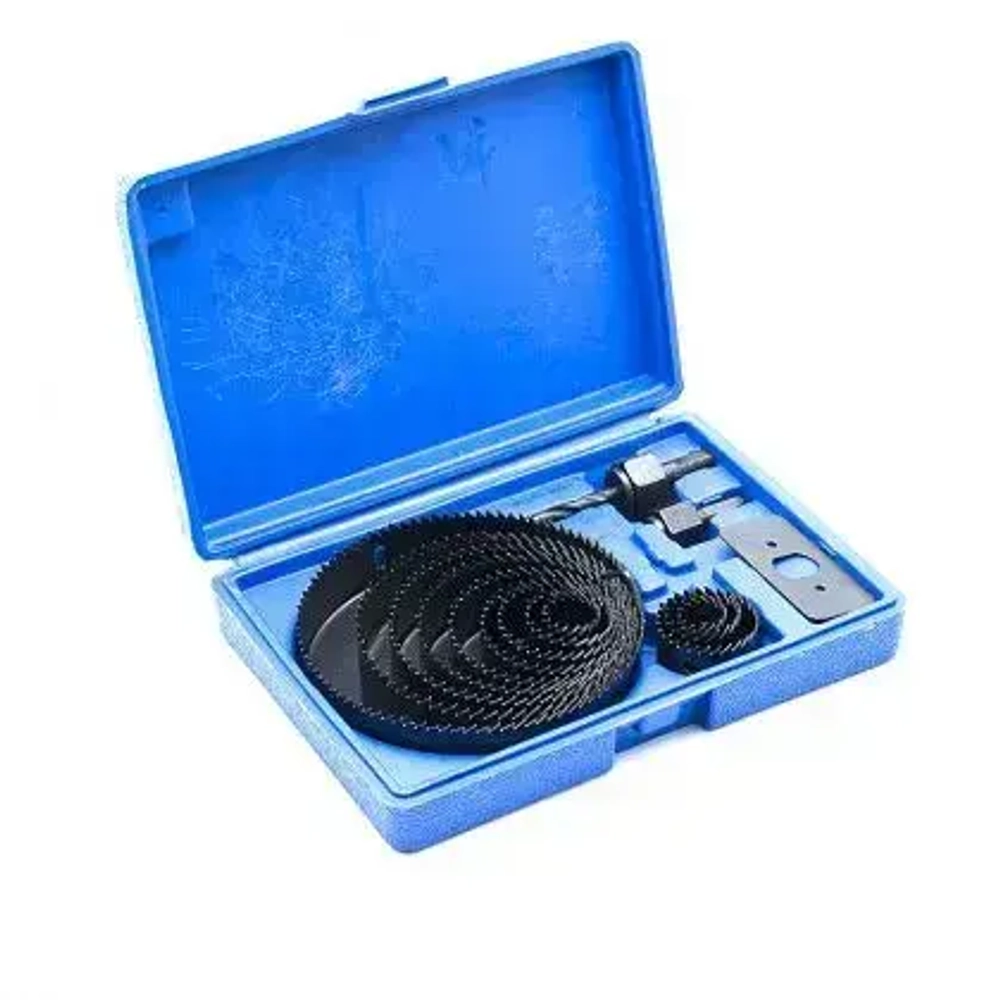 Набор кольцевых пил (коронок) по дереву X-PERT в синем кейсе 16 предметов