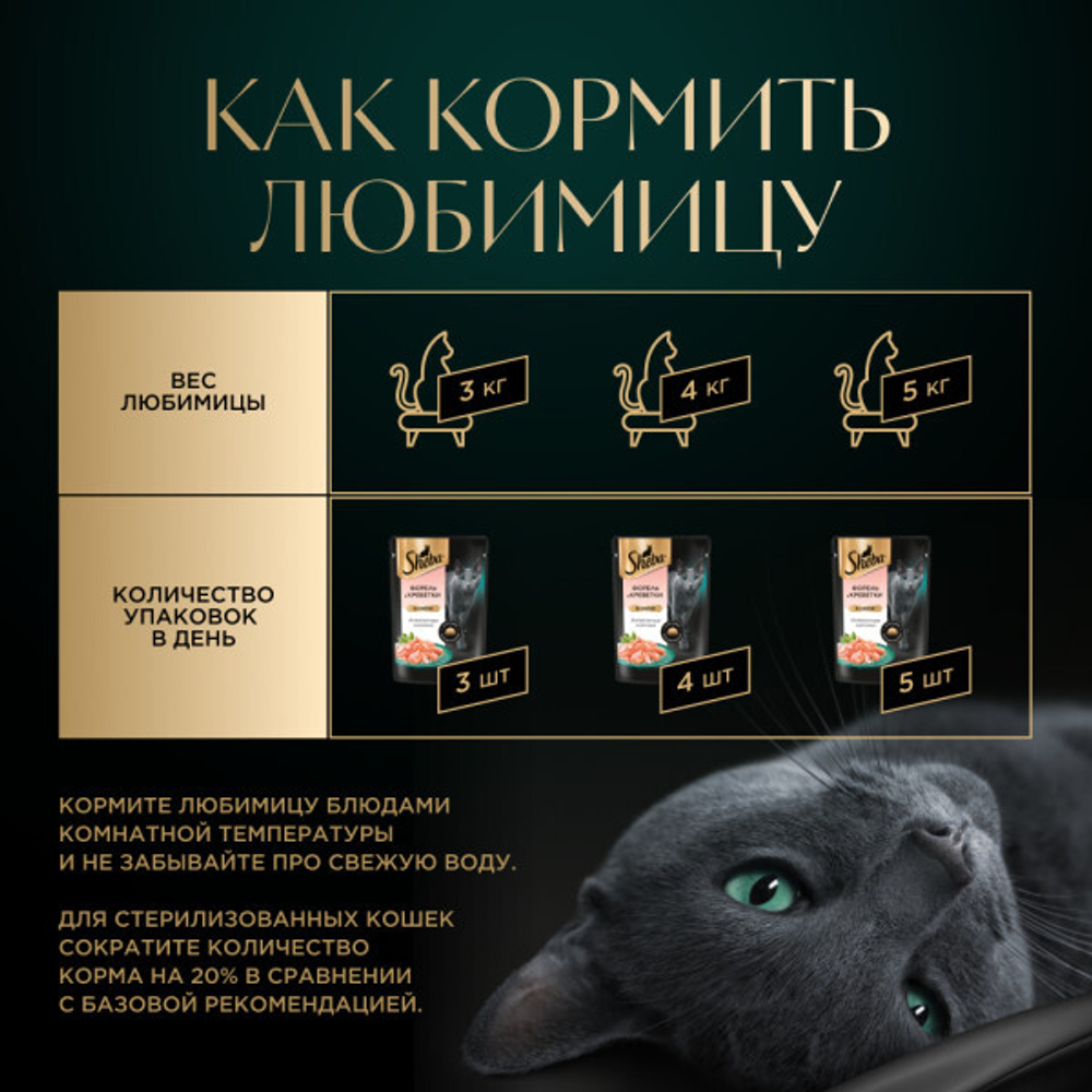 Ломтики в соусе форель и креветки, 75г влажный корм для кошек Sheba