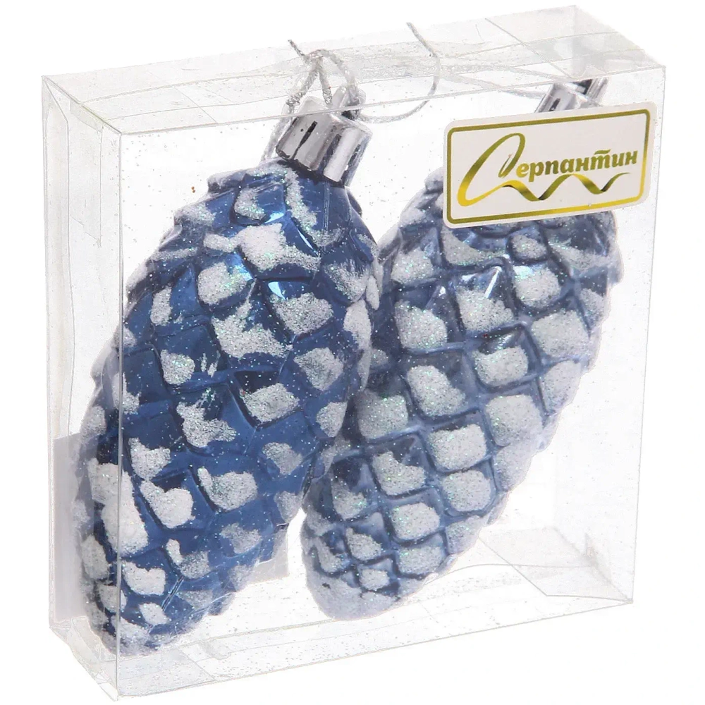 Ёлочные игрушки «Таинственное очарование» Шишки 9 см (набор 2шт), сапфир