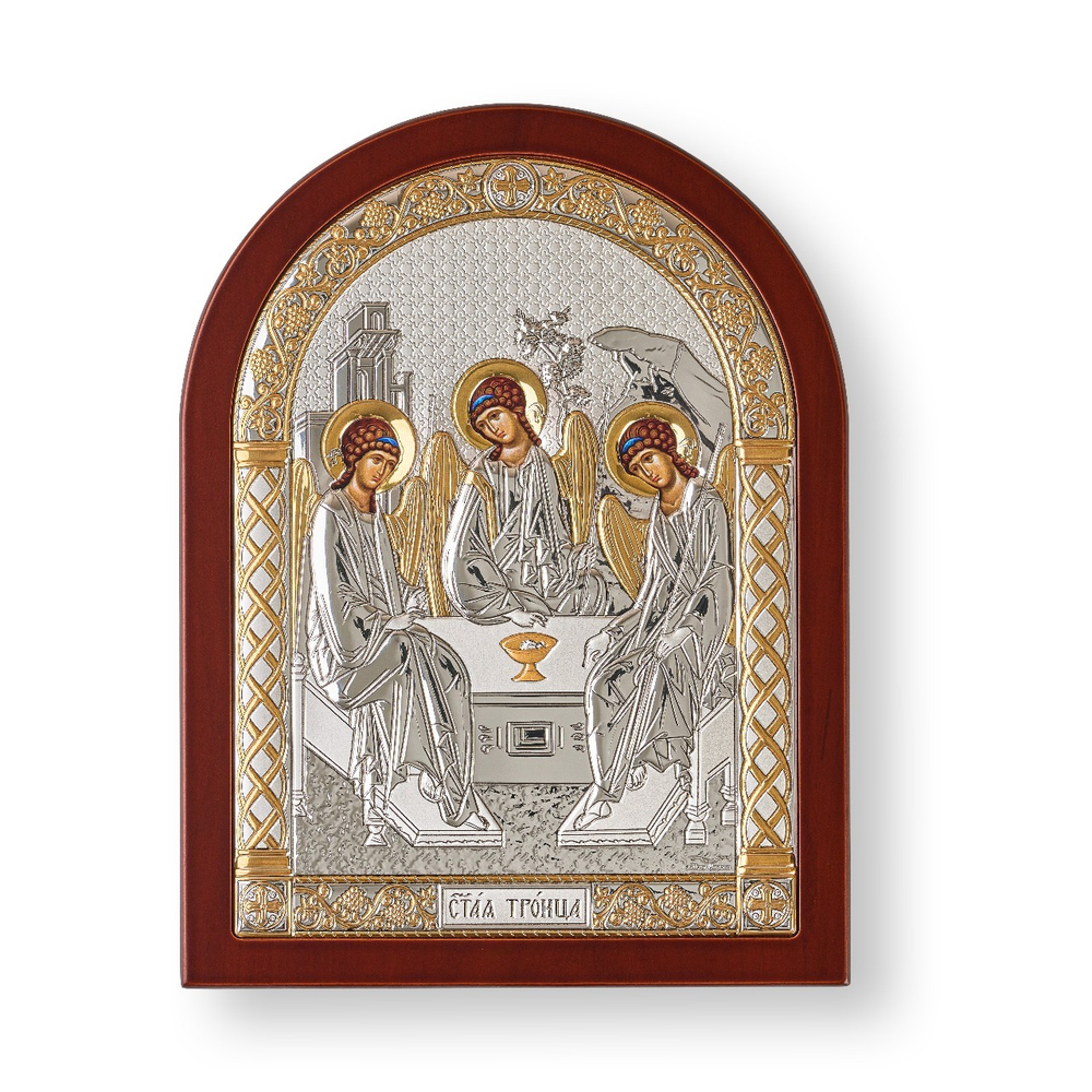 Св. Троица, икона арочная, красное дерево 105х140