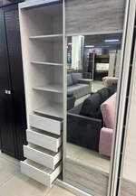 Шкаф-купе 2-х ств. с 1 зеркалом Пальмира Выбеленное дерево/артвуд темный