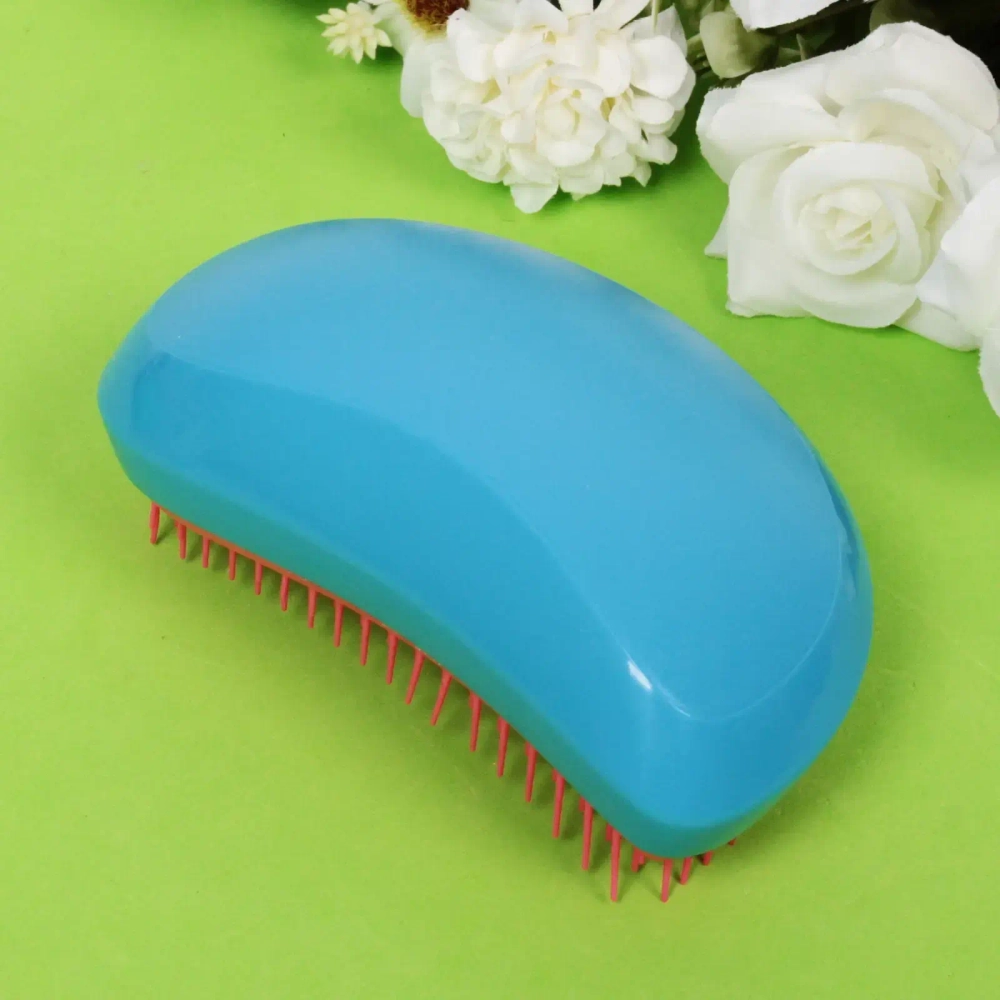 Расческа массажная компактная «Mila Mi», цвет голубой/розовый, 7*12см