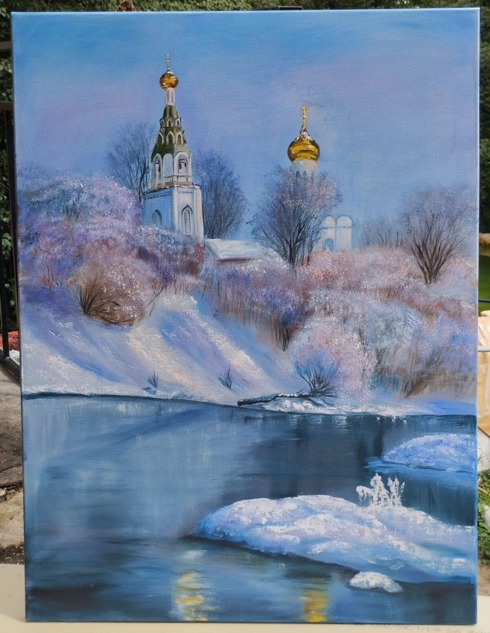 Картина «Храм Преображения на реке Истра» | Холст, масло 60х80 см | Художница Ефимова Ольга