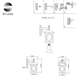 SL084.411.01 Светильник уличный настенный ST-Luce Черный/Черный, Прозрачный E27 1*60W