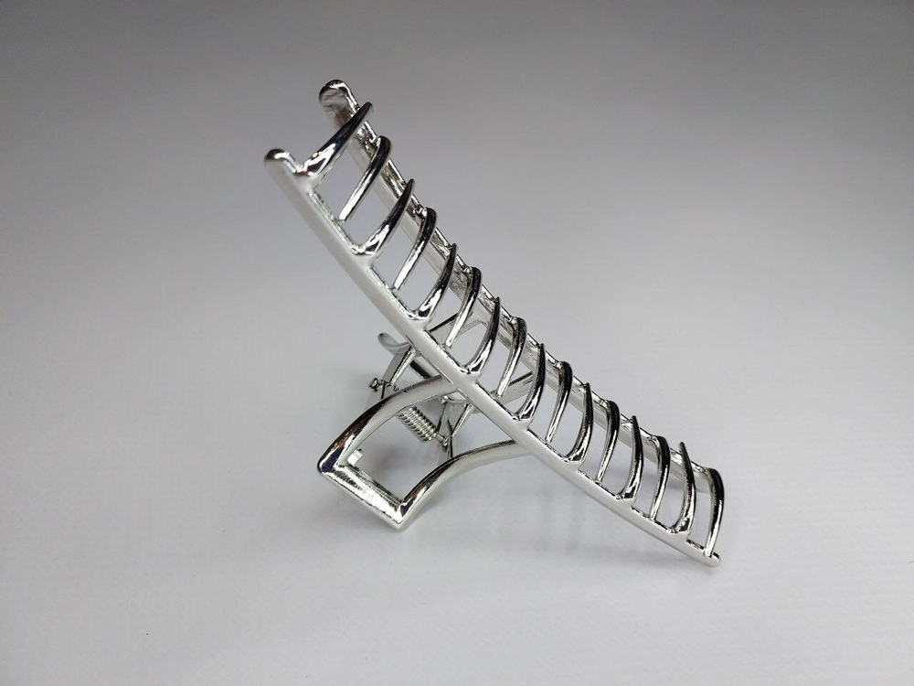 Заколка Краб. Модерн. Усиленная. Металлическая. Для прически хвост. Для всех типов волос. Цвет серебро