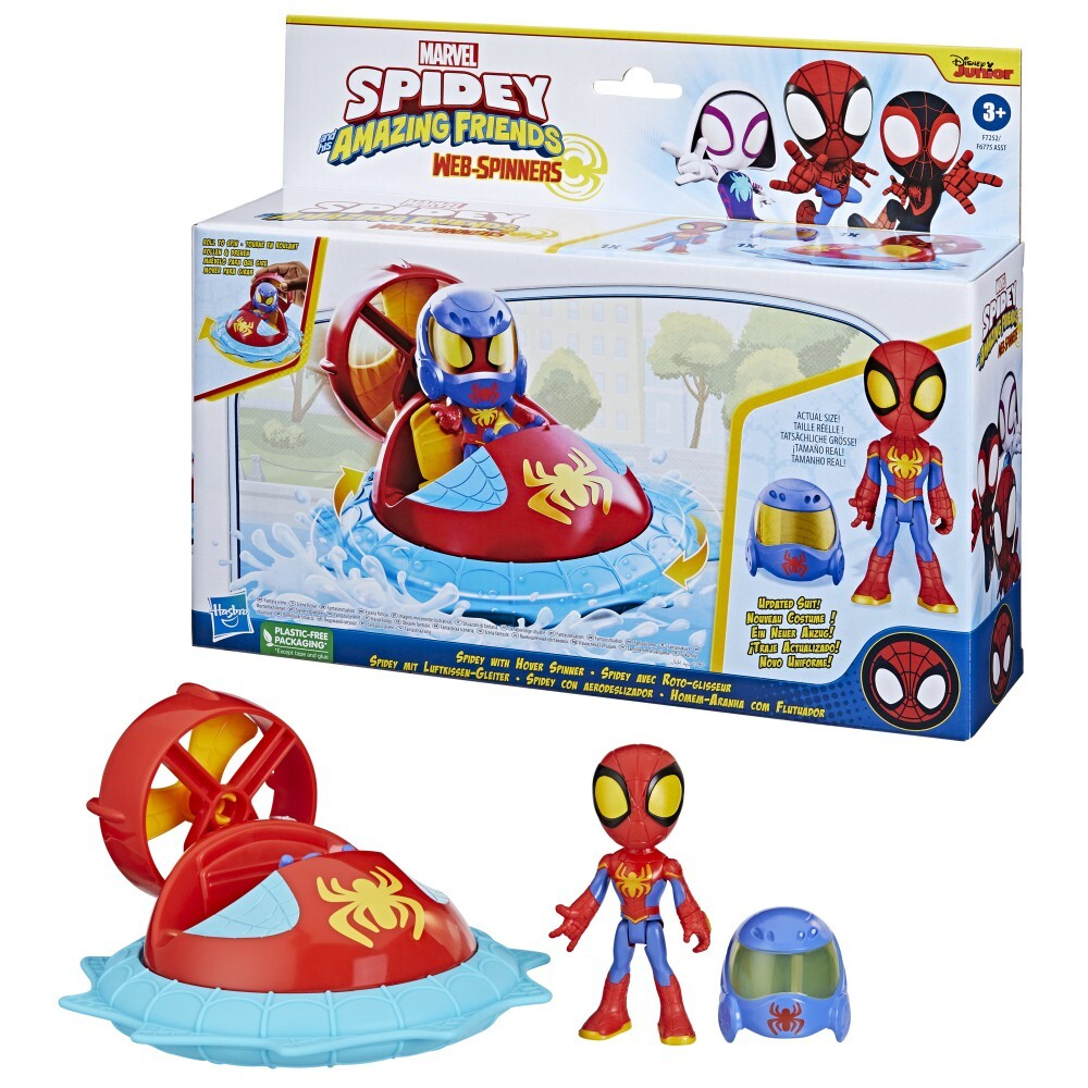 Hasbro Spidey Amazing Friends - фигурка супергероя Спайди + транспортное средство Hover Spinner F7252 / артикул   F6775 F7252  / GTIN 5010996139207