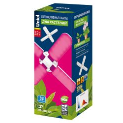 LED-P65-32W-SPSB-E27-FR-P4 PLP32WH Лампа светодиодная для растений. Форма P лепестковая. матовая. Спектр для рассады и цветения. Картон. ТМ Uniel