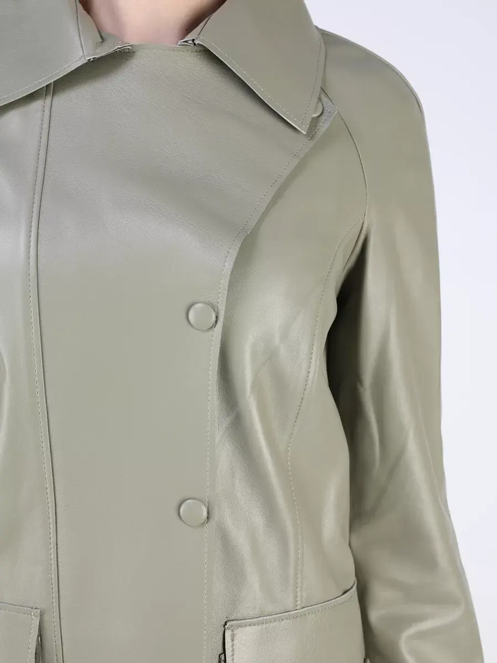 Кожаный тренч длинный с поясом плащ