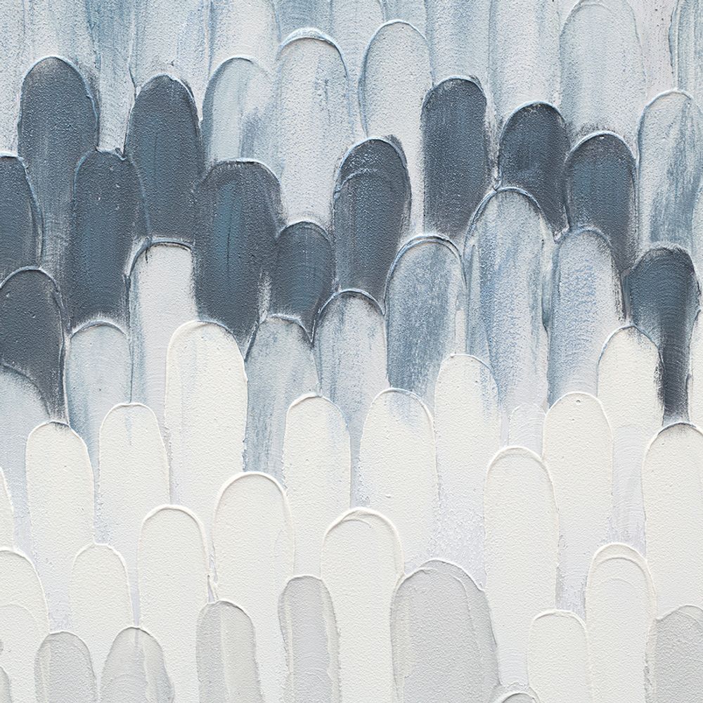 Панно декоративное с ручной росписью By Feel, 140х70 см, серо-голубое