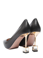 Женские туфли кожаные черные с квадратным каблуком