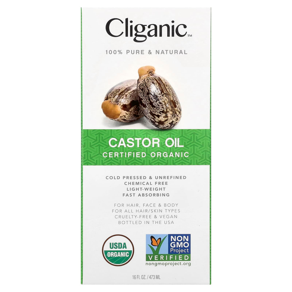 Cliganic, сертифицированное органическое касторовое масло, 1 набор, 473 мл (16 жидк. унций)