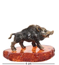 Народные промыслы AM- 996 Фигурка «Кабан» (латунь, янтарь)