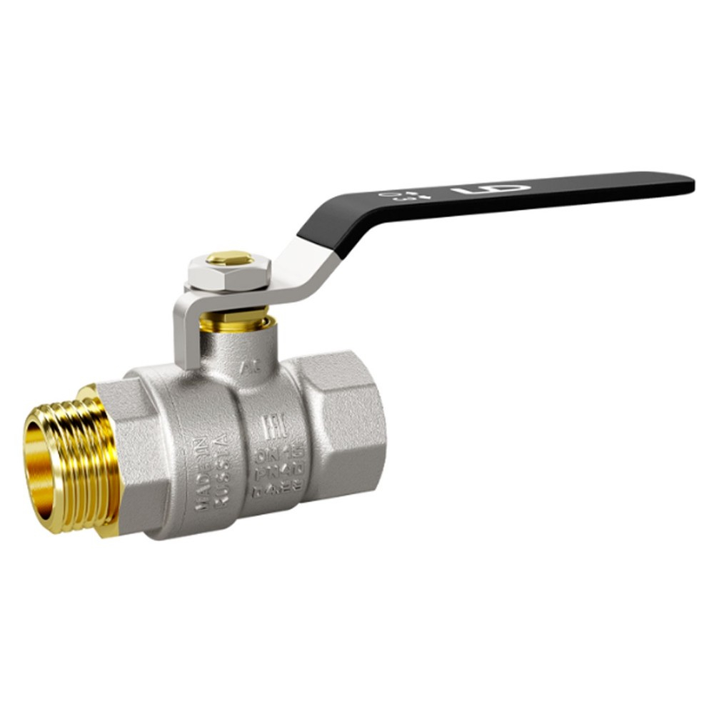 Кран шаровой латунный LD Pride 47.40.В-Н.Р Ду 40 Ру 25 (рычаг ст. с бир)