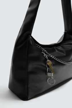 ZARA СУМКА С ЦЕПОЧКОЙ НА ПЛЕЧО, ЧЕРНЫЙ