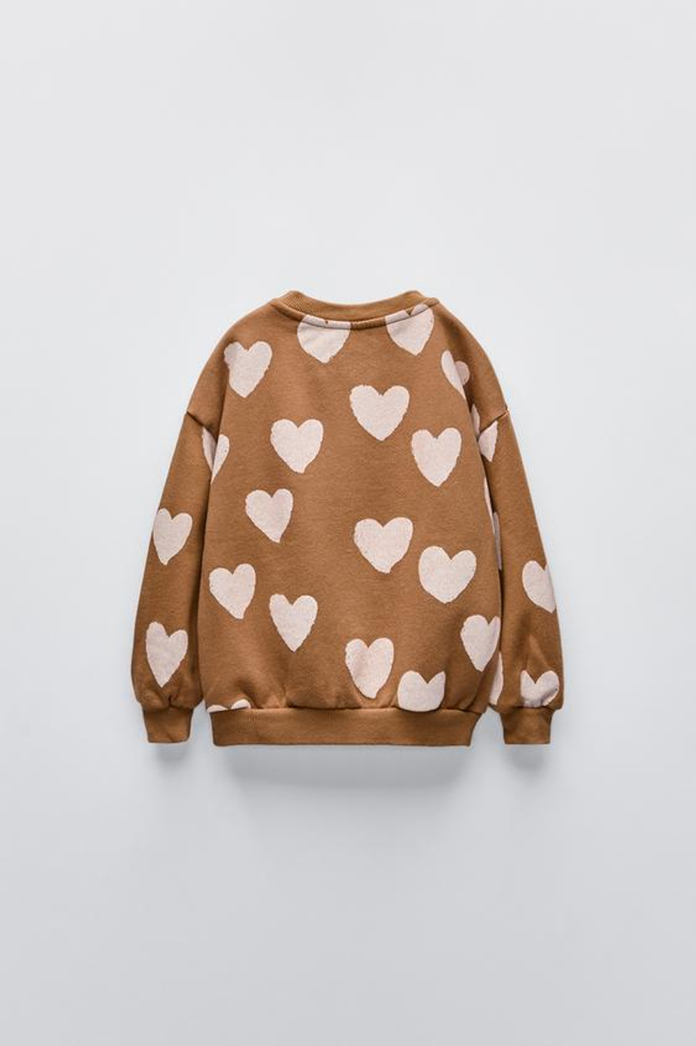 ZARA ТОЛСТОВКА С ПРИНТОМ «СЕРДЕЧКИ» И ВЫШИВКОЙ, КАРАМЕЛЬНЫЙ