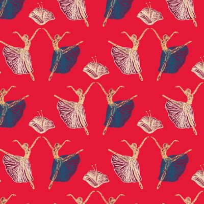 Балерины на красном фоне