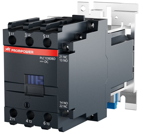 Контактор Prompower PLC1D80BD серии Pulse, ток 80А, 3 полюса, доп контакт 1НО+1НЗ, катушка 24DC