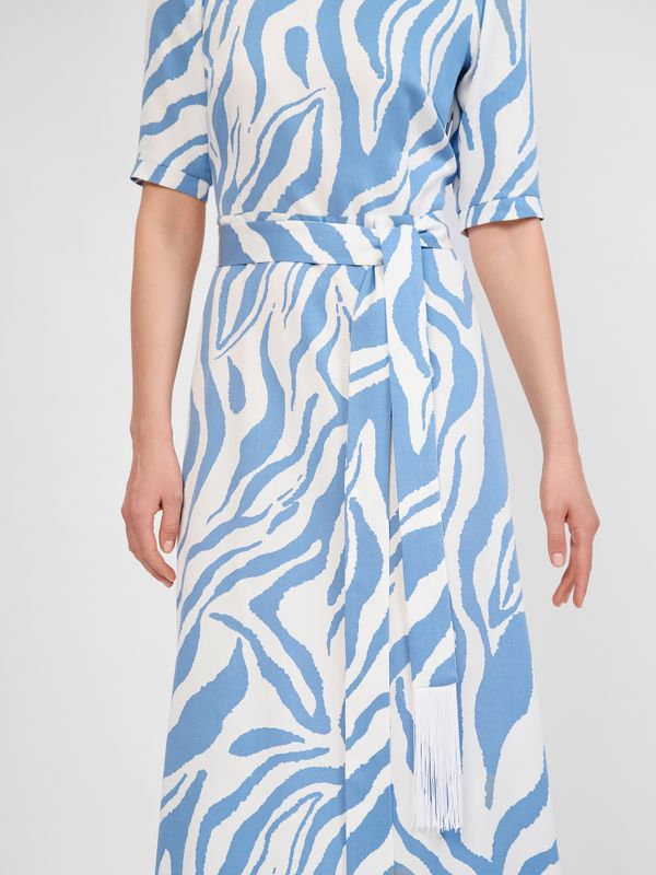 ГОЛУБОЕ ПЛАТЬЕ С ПРИНТОМ ЗЕБРА