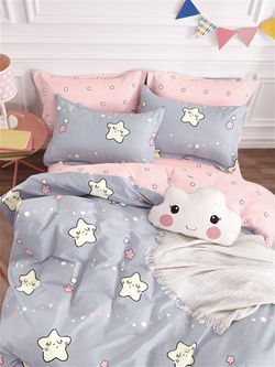 Постельное белье Сказка "Спящие звезды/Спящие звезды (компаньон)" 2-спальный Наволочка 50х70 см 2 шт Простынь на резинке 160х200 см Пододеяльник 175х215 см, перкаль