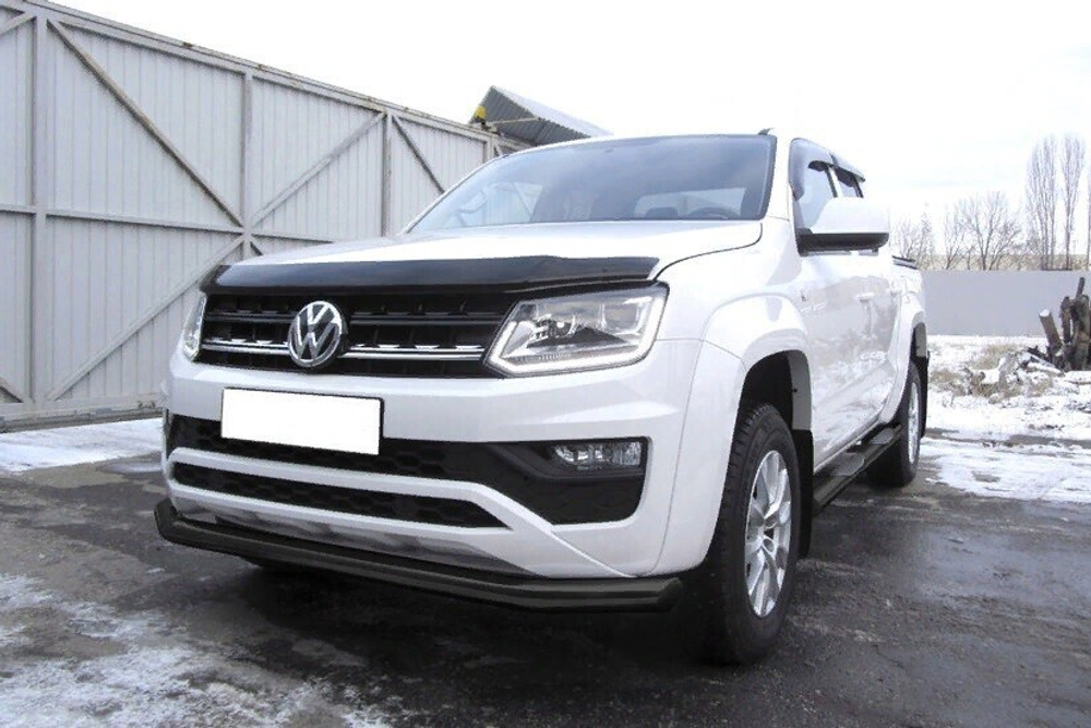 Защита переднего бампера (нержавейка) Volkswagen Amarok (2016-2023) d76 (черный)