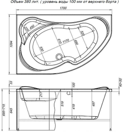 Акриловая ванна Aquanet Capri 170x110 L (с каркасом)