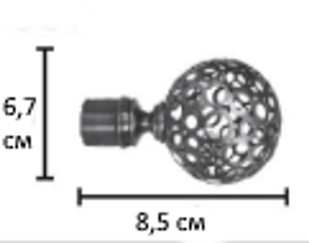 Карниз кованый витой Шар ажурный Ост d25 мм однорядный, цвет черный матовый