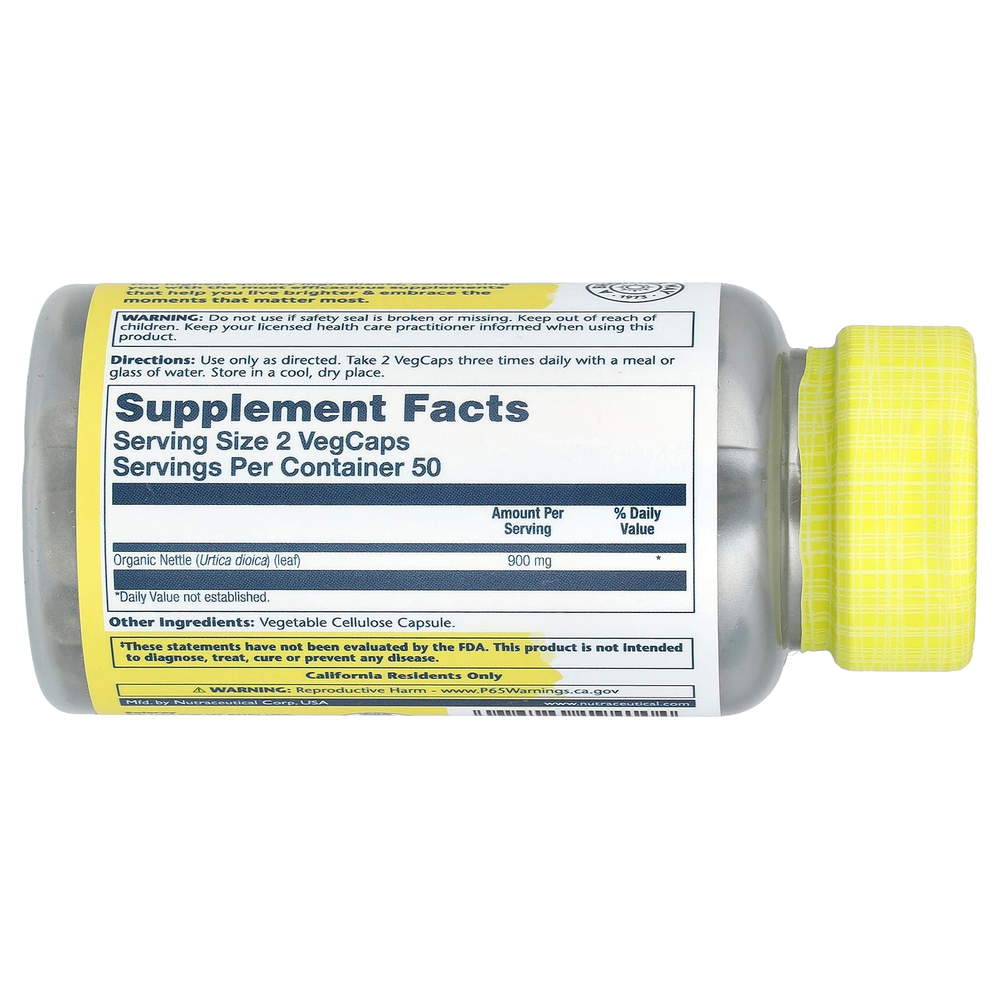 Solaray, крапива, 100 растительных капсул (450 мг в 1 капсуле)