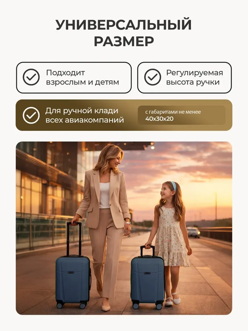 Чемодан Bonle размер XS Темно-синий