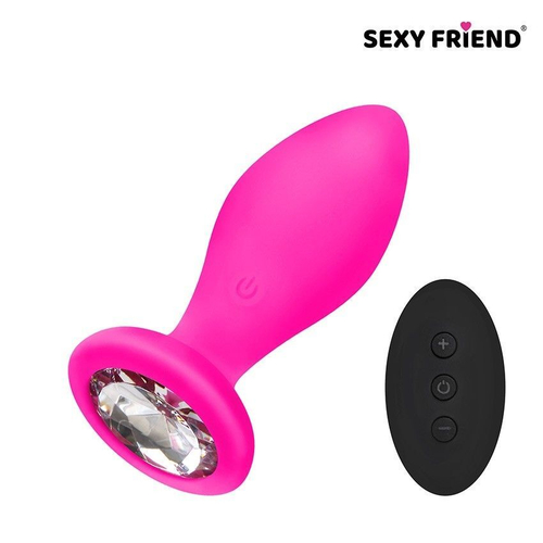Вибровтулка Sexy Friend с пультом ДУ, 8,5 см, с кристаллом